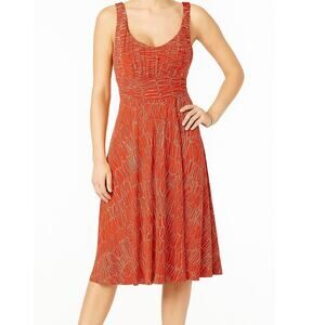 Nine West Dress Size 6 Red Orange Sleeveless Polyester Spandex Tie Back